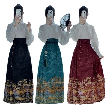 Luo Zhu Hanfu: Kratka suknja u Ming stilu s geometrijskim uzorkom za žene