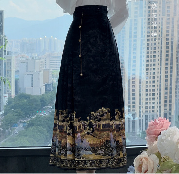 Luo Zhu Hanfu: Kratka suknja u Ming stilu s geometrijskim uzorkom za žene