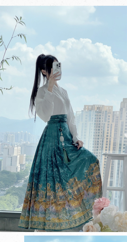 Luo Zhu Hanfu: Kratka suknja u Ming stilu s geometrijskim uzorkom za žene