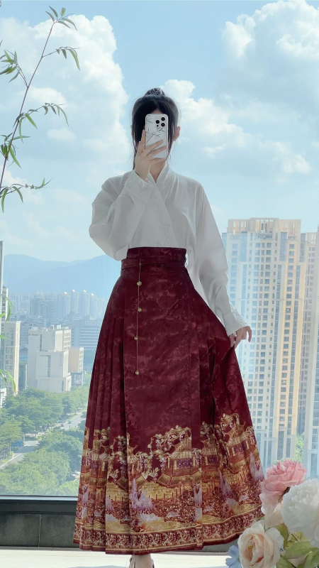 Luo Zhu Hanfu: Kratka suknja u Ming stilu s geometrijskim uzorkom za žene