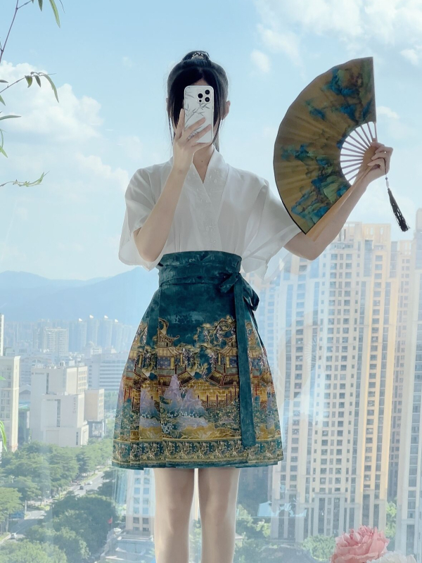 Luo Zhu Hanfu: Kratka suknja u Ming stilu s geometrijskim uzorkom za žene