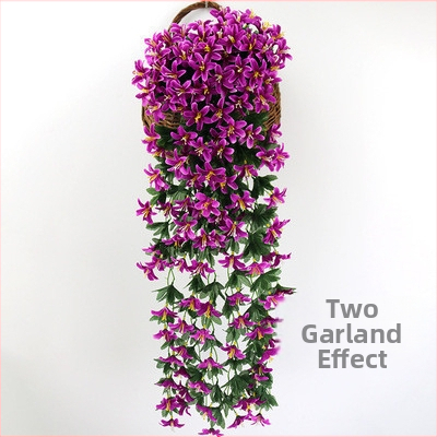 Syntetické kvety ľalia na stenu, hodvábne kvety, visiace viniče s orchideou