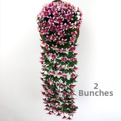 Syntetické kvety ľalia na stenu, hodvábne kvety, visiace viniče s orchideou