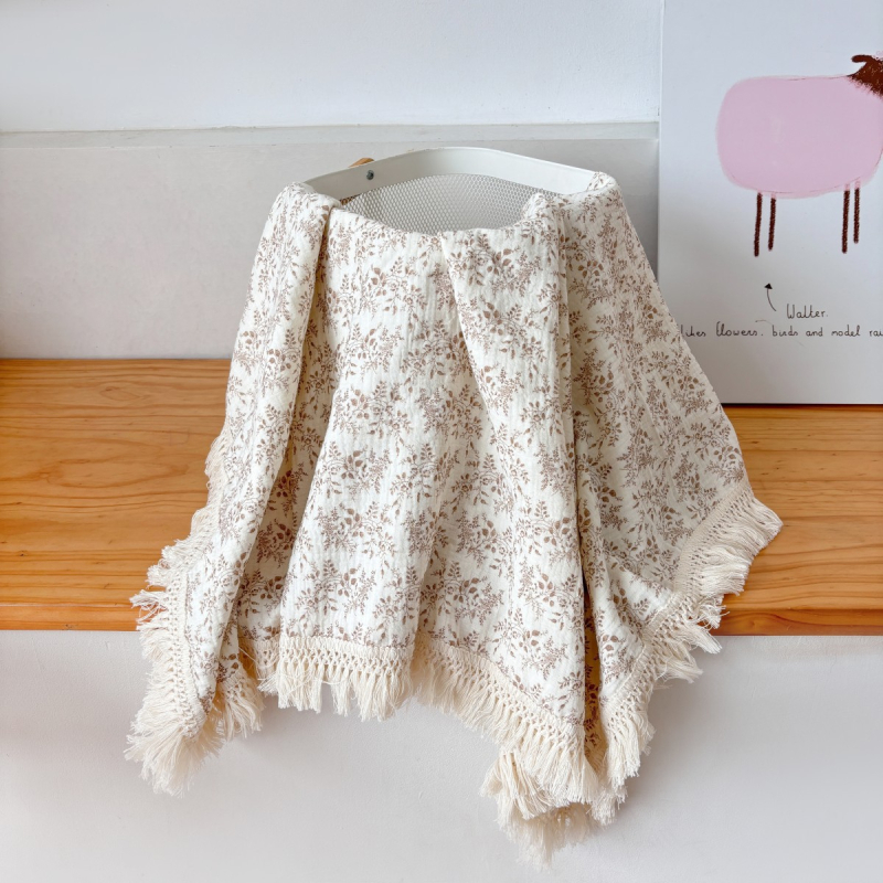 Dječja pamuk-crepe muslin deka s resicama za kolica