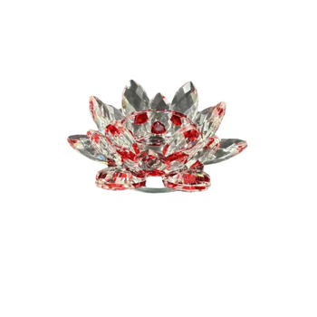 Krištalni svijećnjak s lotosom i ravnim dnom, višebojni dizajn i držač za masnu lampu