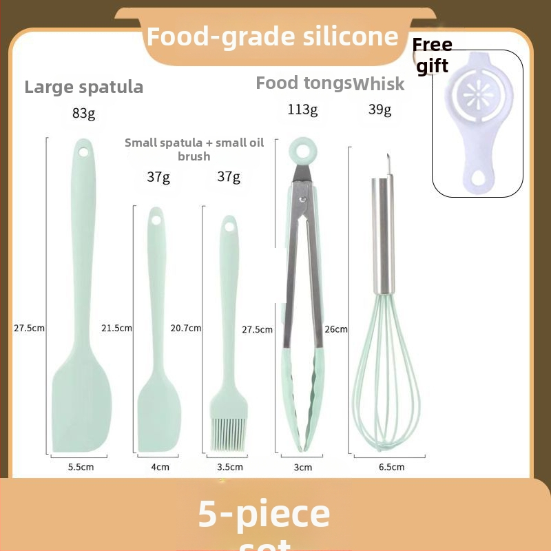 Set siedmich silikónových kuchynských nástrojov na pečenie, potravinárskej kvality, tepelne odolná špachtľa, štetec na potieranie, šľahač vajec, klip na potraviny, lopatka