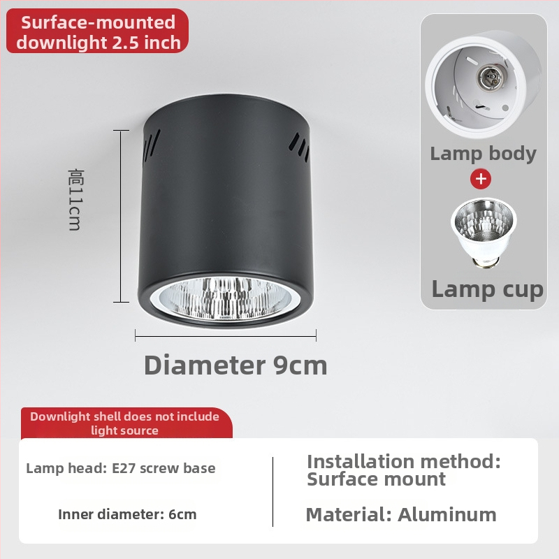 E27 okrúhly downlight s povrchovou montážou, priemer 4–6 palcov, vintage kryt s tienidlom, na strop alebo visacie uchytenie