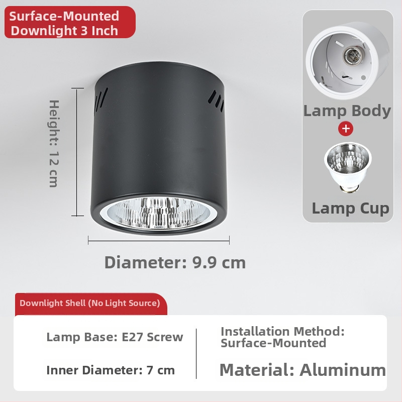 E27 okrúhly downlight s povrchovou montážou, priemer 4–6 palcov, vintage kryt s tienidlom, na strop alebo visacie uchytenie
