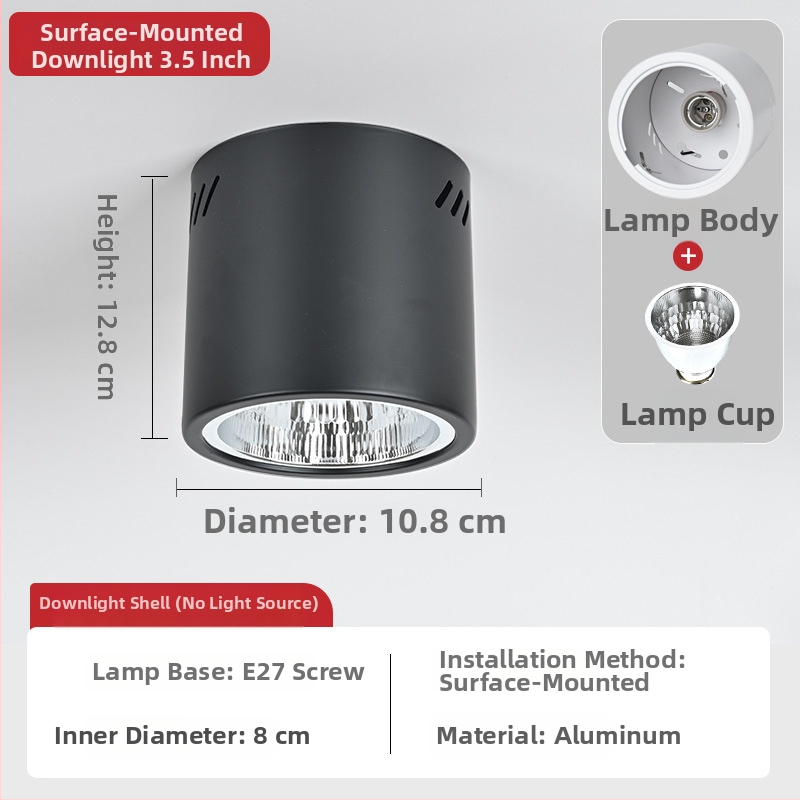 E27 okrúhly downlight s povrchovou montážou, priemer 4–6 palcov, vintage kryt s tienidlom, na strop alebo visacie uchytenie