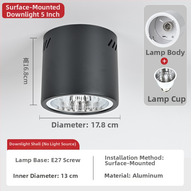E27 okrúhly downlight s povrchovou montážou, priemer 4–6 palcov, vintage kryt s tienidlom, na strop alebo visacie uchytenie