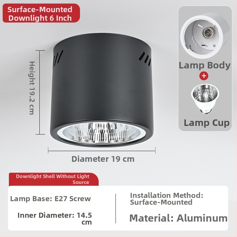 E27 okrúhly downlight s povrchovou montážou, priemer 4–6 palcov, vintage kryt s tienidlom, na strop alebo visacie uchytenie