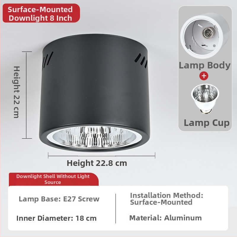 E27 okrúhly downlight s povrchovou montážou, priemer 4–6 palcov, vintage kryt s tienidlom, na strop alebo visacie uchytenie