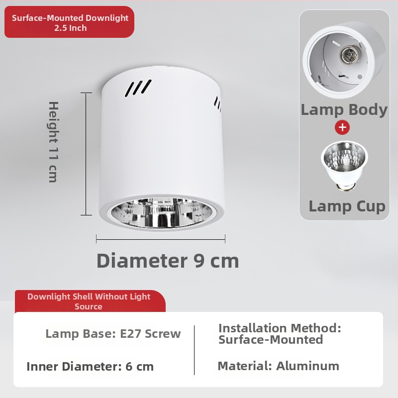 E27 okrúhly downlight s povrchovou montážou, priemer 4–6 palcov, vintage kryt s tienidlom, na strop alebo visacie uchytenie