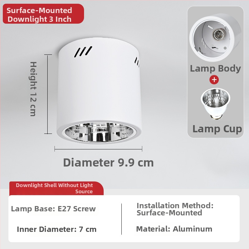 E27 okrúhly downlight s povrchovou montážou, priemer 4–6 palcov, vintage kryt s tienidlom, na strop alebo visacie uchytenie
