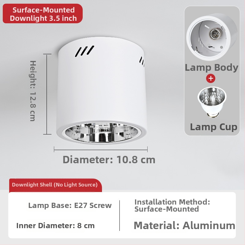 E27 okrúhly downlight s povrchovou montážou, priemer 4–6 palcov, vintage kryt s tienidlom, na strop alebo visacie uchytenie