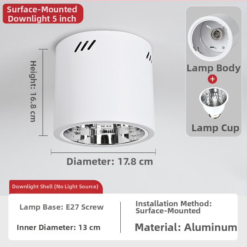 E27 okrúhly downlight s povrchovou montážou, priemer 4–6 palcov, vintage kryt s tienidlom, na strop alebo visacie uchytenie