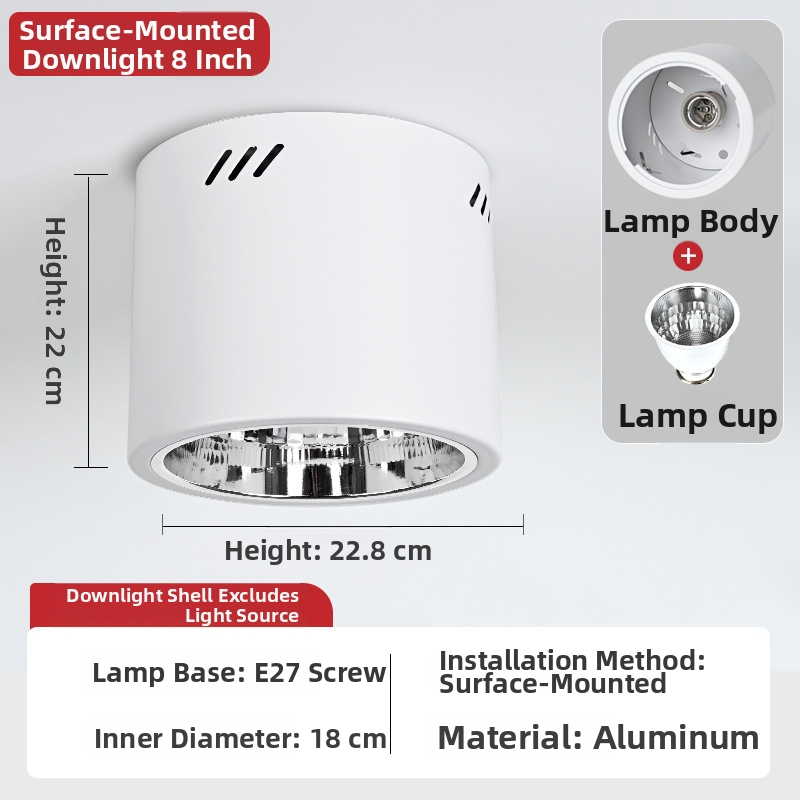 E27 okrúhly downlight s povrchovou montážou, priemer 4–6 palcov, vintage kryt s tienidlom, na strop alebo visacie uchytenie