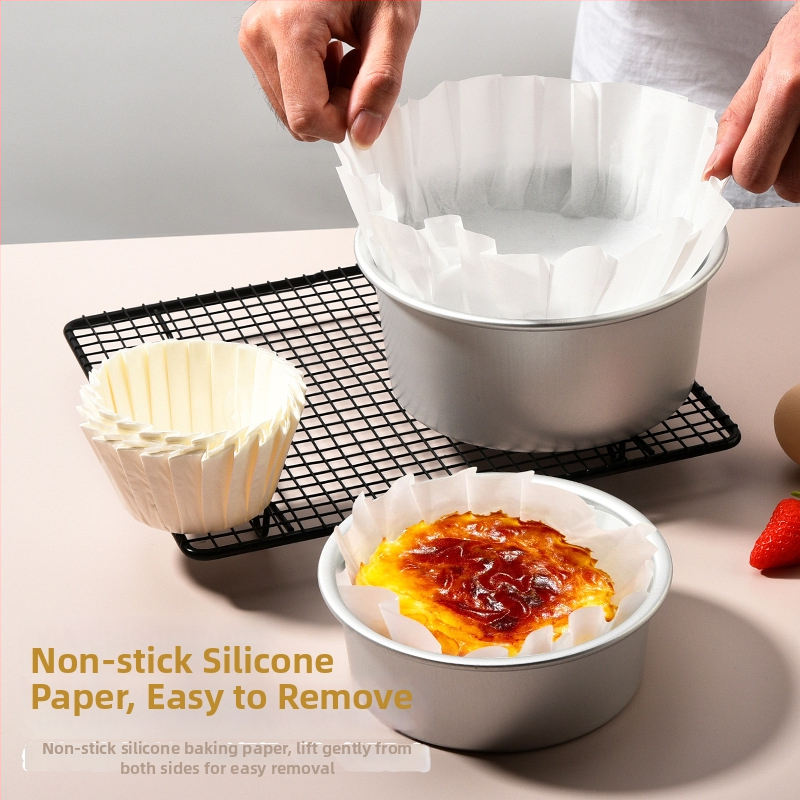 Basque štýlu neohýbateľný silikónový papier na pečenie, pre 4/6/8 palcové cheesecaky, balené po 25 alebo 50 listov
