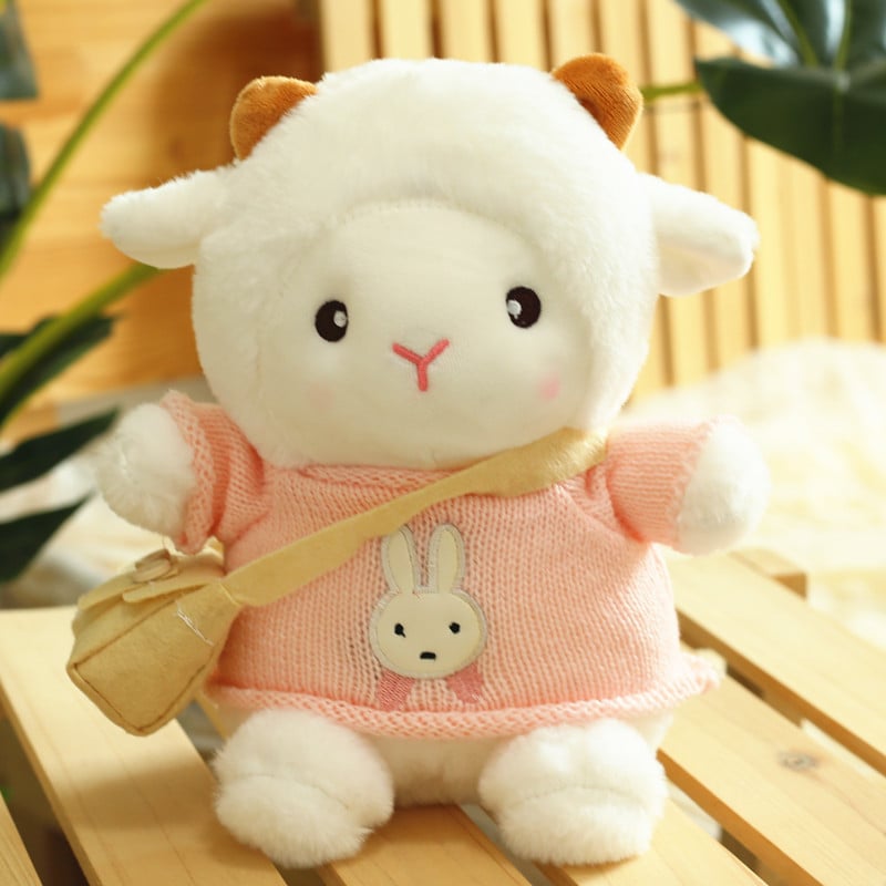 Плюшено агънце кукла, спяща поза, възглавничка за прегръдка, подарък за рождения ден на момичета