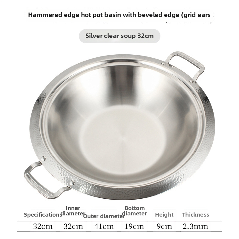 Hrniec na hot pot z 304 nerezovej ocele, dvojchuťový vývar – čistá a pikantná chuť, univerzálny pre plynový alebo indukčný sporák, objem 4.1–10 L