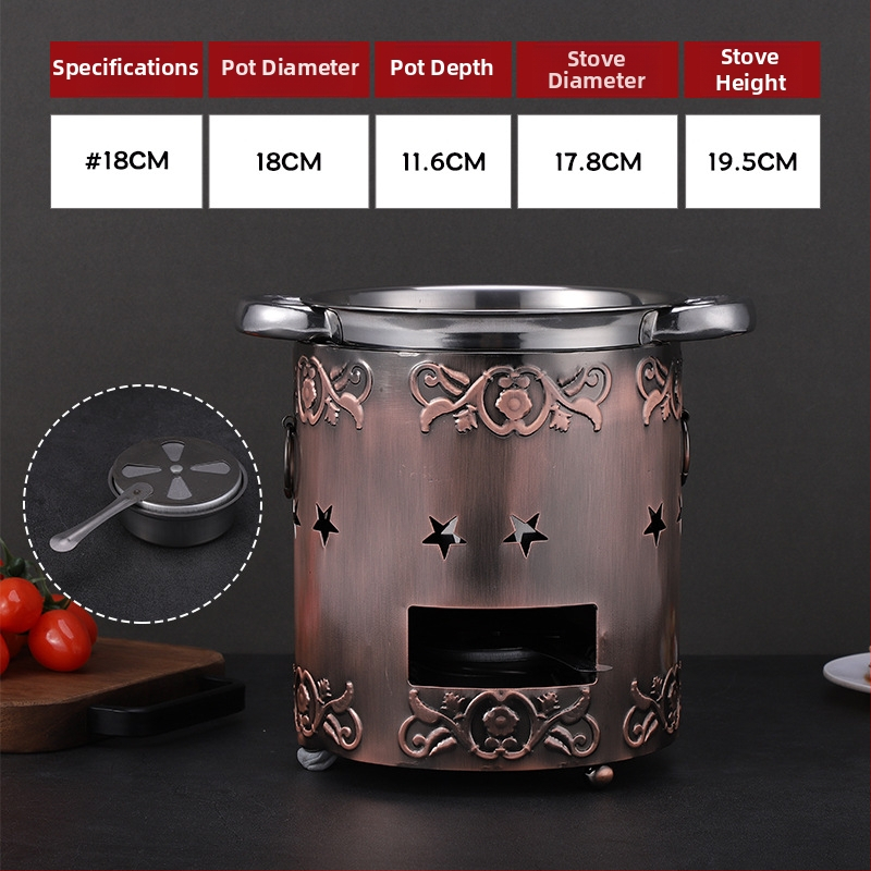 Prenosný jednopriestorový alkoholový hot pot na špízy a hovädzie žalúdky, vonkajší čínsky štýl, mini hrniec
