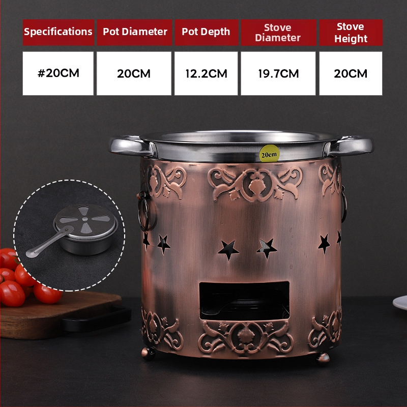 Prenosný jednopriestorový alkoholový hot pot na špízy a hovädzie žalúdky, vonkajší čínsky štýl, mini hrniec