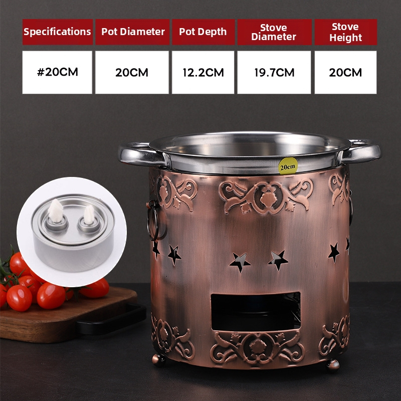Prenosný jednopriestorový alkoholový hot pot na špízy a hovädzie žalúdky, vonkajší čínsky štýl, mini hrniec