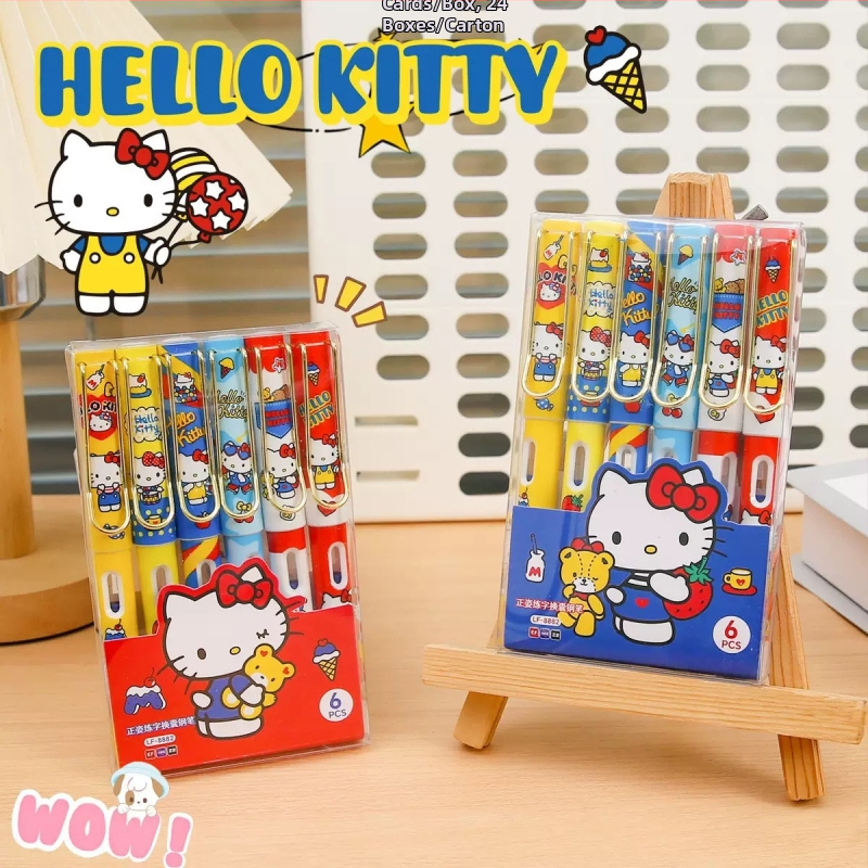 Hello Kitty plniace pero v krabičke, elegantný dizajn, na písanie, s vymeniteľnými náplňami, pre študentov