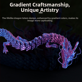 Veľký 3D tlačený čínsky drak pre akvárium, ozdoba krajiny s pohyblivými kĺbmi, interiérová dekorácia do auta