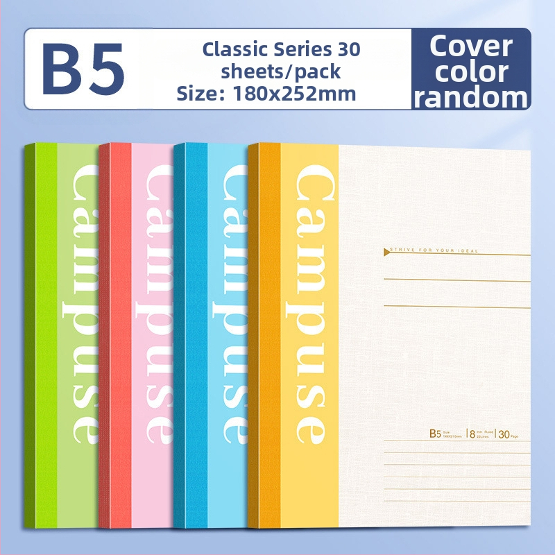 B5 poznámkový blok s mäkkou väzbou, lepené zväzky, papier 75 g/m², 100–200 strán, do práce, do školy a denník