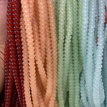 Staklene kristalne perle u obliku kotačića, 8x5 mm, imitacija jade, za DIY narukvicu