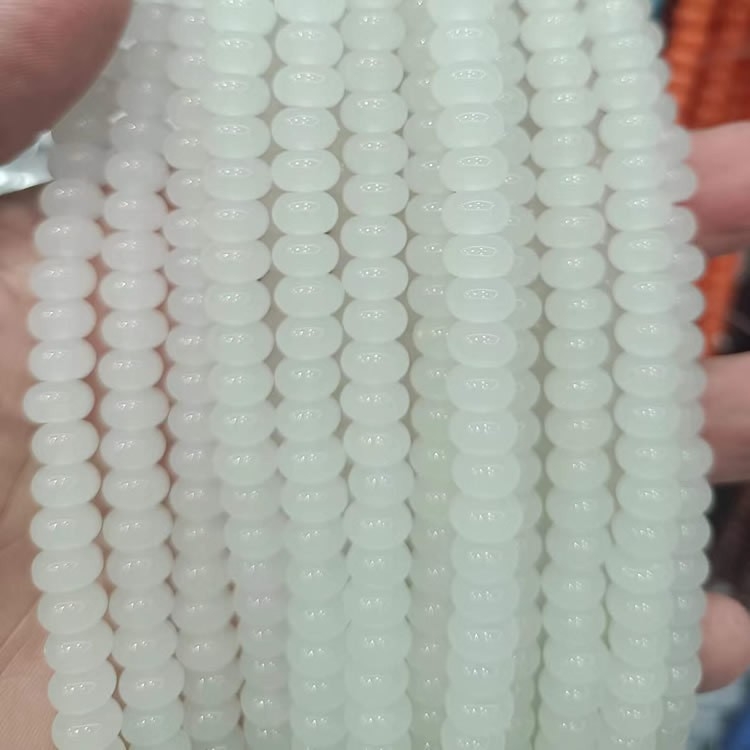 Staklene kristalne perle u obliku kotačića, 8x5 mm, imitacija jade, za DIY narukvicu