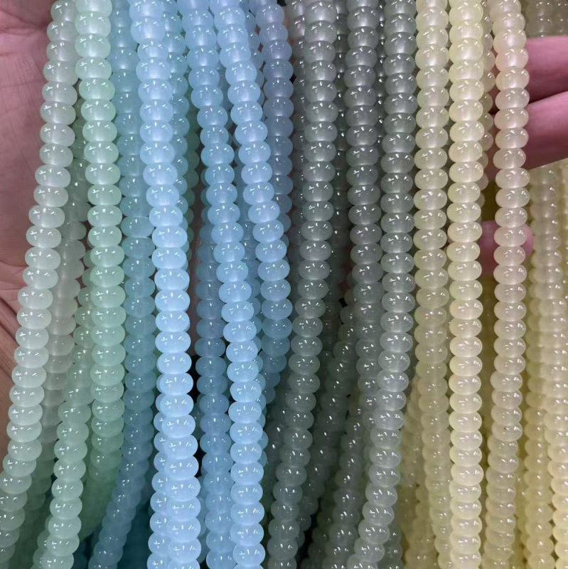 Staklene kristalne perle u obliku kotačića, 8x5 mm, imitacija jade, za DIY narukvicu