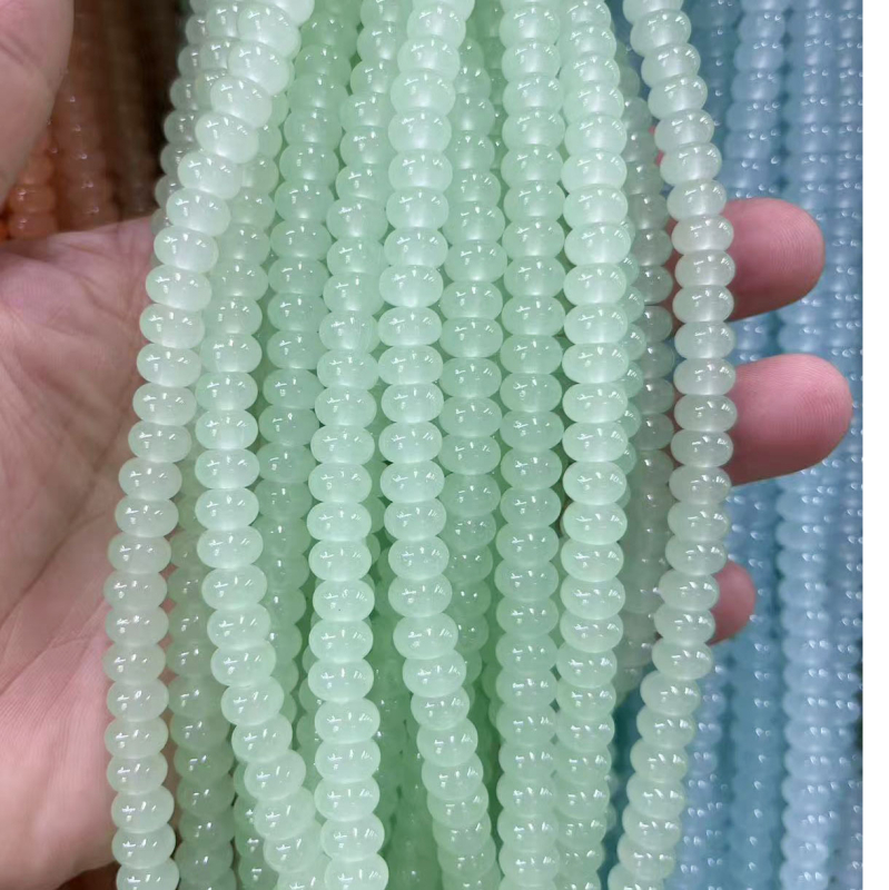 Staklene kristalne perle u obliku kotačića, 8x5 mm, imitacija jade, za DIY narukvicu