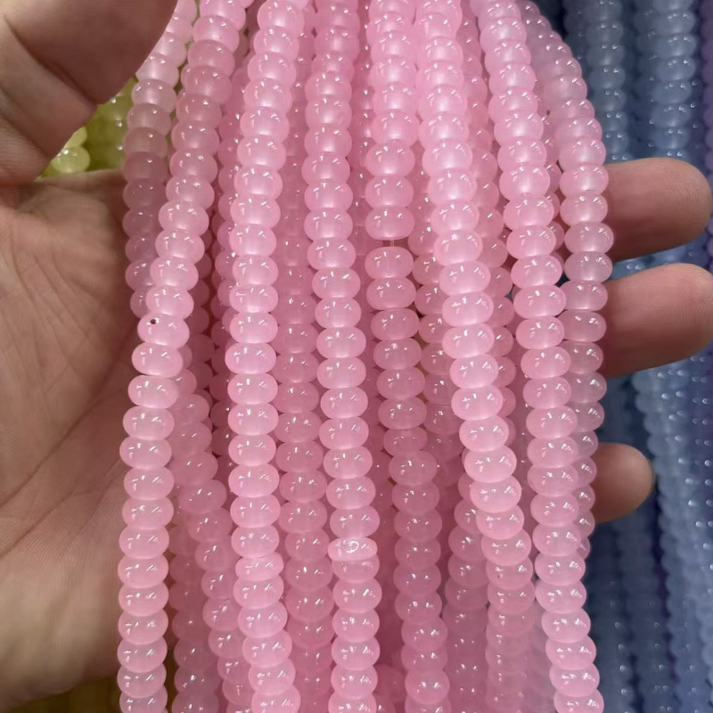 Staklene kristalne perle u obliku kotačića, 8x5 mm, imitacija jade, za DIY narukvicu