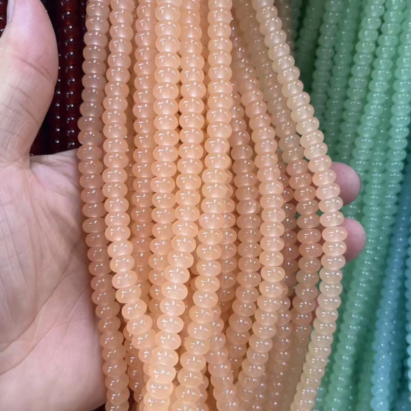 Staklene kristalne perle u obliku kotačića, 8x5 mm, imitacija jade, za DIY narukvicu