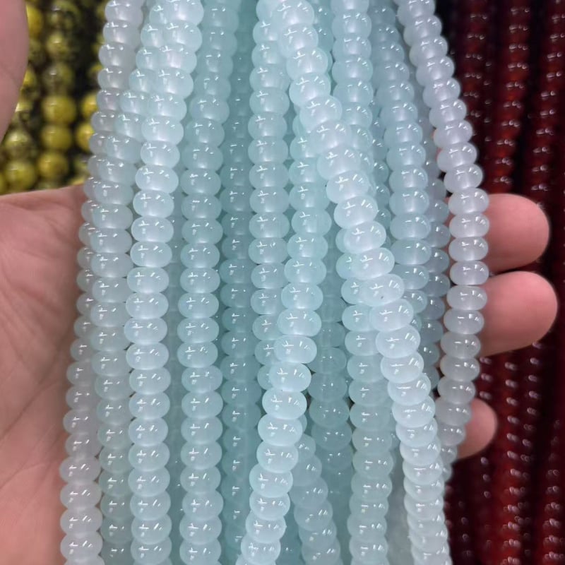 Staklene kristalne perle u obliku kotačića, 8x5 mm, imitacija jade, za DIY narukvicu