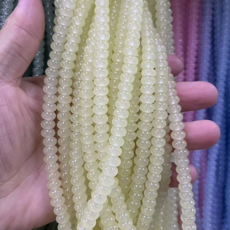 Staklene kristalne perle u obliku kotačića, 8x5 mm, imitacija jade, za DIY narukvicu