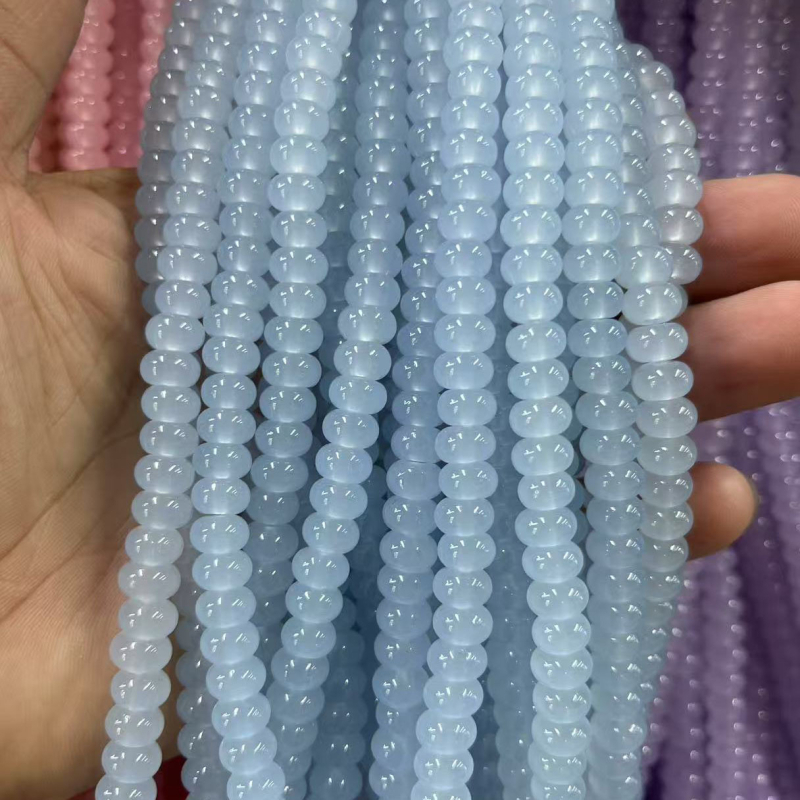 Staklene kristalne perle u obliku kotačića, 8x5 mm, imitacija jade, za DIY narukvicu