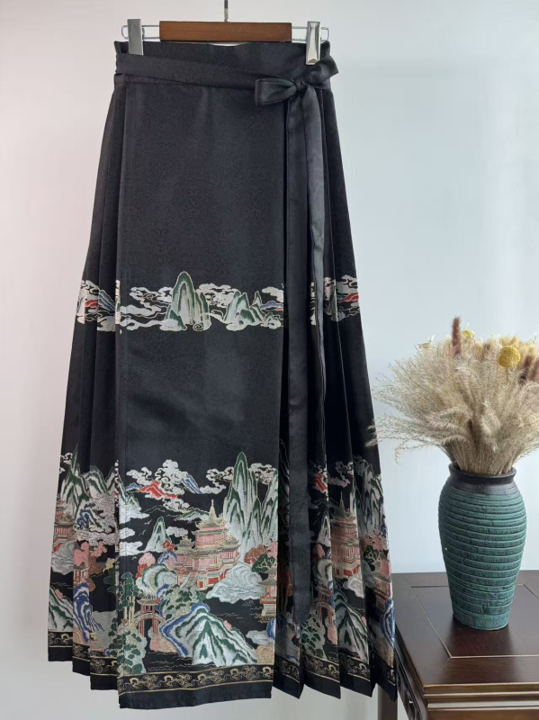 Crveni hanfu s teškom zlatnom izvezom i suknjom s dizajnom horse-face, tradicionalni kineski stil, nova hanfu za vjenčanje i zaruke
