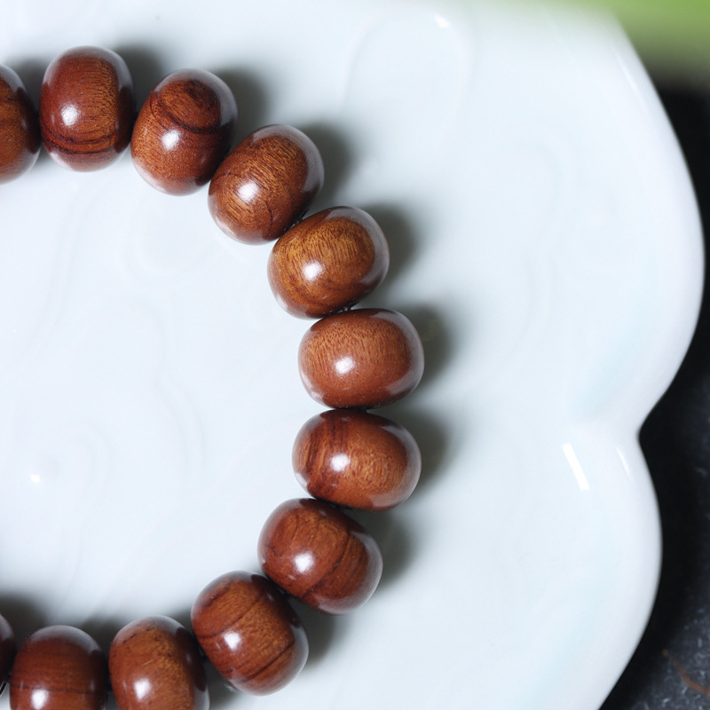 Brățară vintage din lemn african de santal cu mărgele de abac și mărgele Buddha, design minimalist, unisex