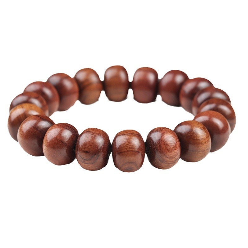 Brățară vintage din lemn african de santal cu mărgele de abac și mărgele Buddha, design minimalist, unisex