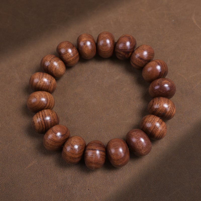 Brățară vintage din lemn african de santal cu mărgele de abac și mărgele Buddha, design minimalist, unisex