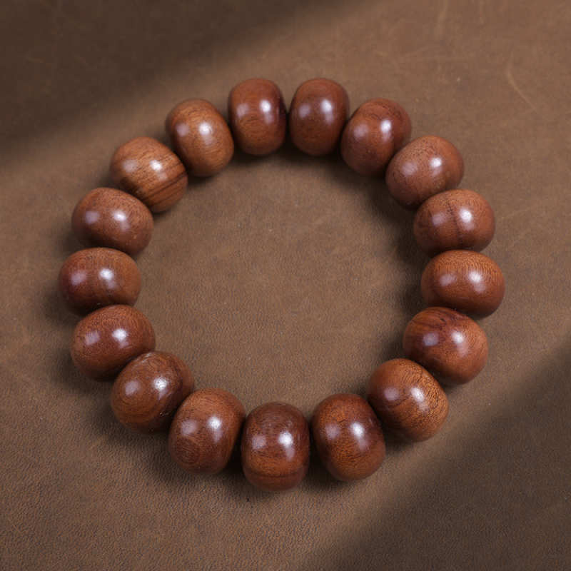 Brățară vintage din lemn african de santal cu mărgele de abac și mărgele Buddha, design minimalist, unisex