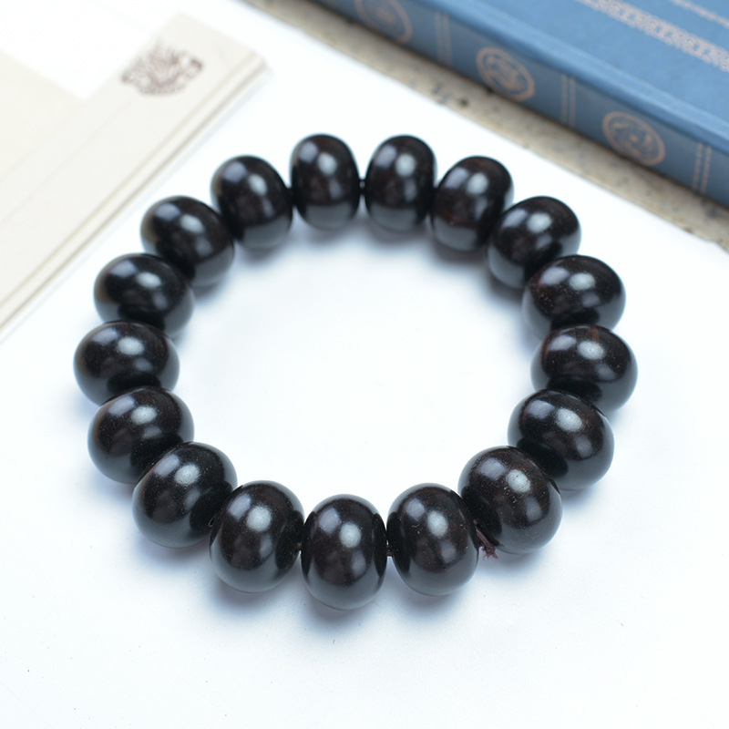Brățară vintage din lemn african de santal cu mărgele de abac și mărgele Buddha, design minimalist, unisex