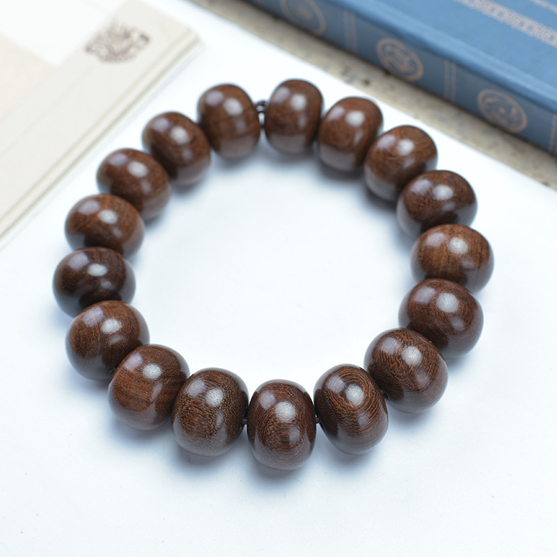 Brățară vintage din lemn african de santal cu mărgele de abac și mărgele Buddha, design minimalist, unisex