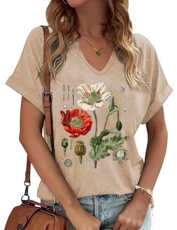 Tricou de vară pentru femei cu mânecă scurtă și decolteu în V, la modă, imprimat 3D, la modă, la vânzare 