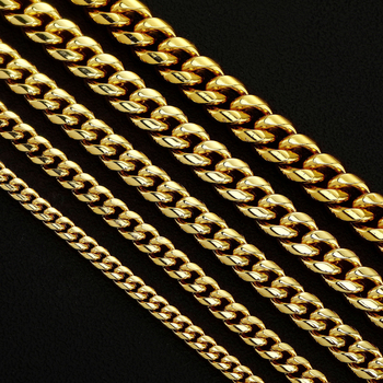 Unisex narukvica od nehrđajućeg čelika s kubanskom vezom, širina 6–14 mm, 16K zlatni ton, trajnost boje, duljina 51–60 cm