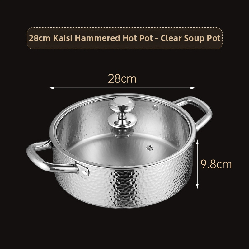 Dvojkomorová hot pot misa z nehrdzavejúcej ocele 304, veľký objem 2,1–4 l, hrubostenná nádoba na hot pot a polievku