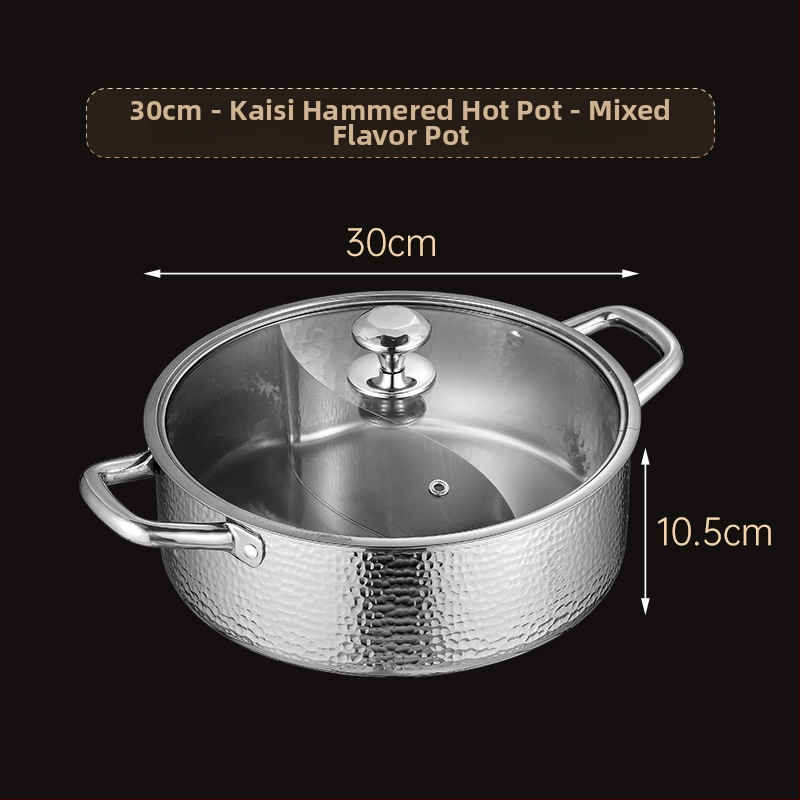 Dvojkomorová hot pot misa z nehrdzavejúcej ocele 304, veľký objem 2,1–4 l, hrubostenná nádoba na hot pot a polievku